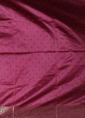Maroon Dupion Silk Saree With Blouse Piece