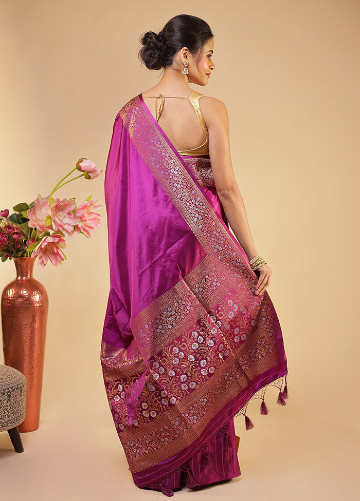Purple Dupion Silk Saree With Blouse Piece