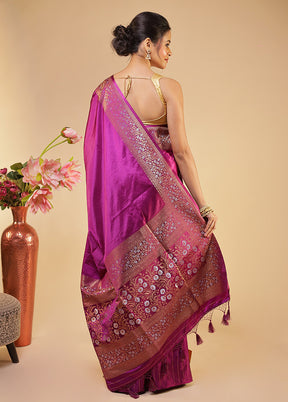 Purple Dupion Silk Saree With Blouse Piece