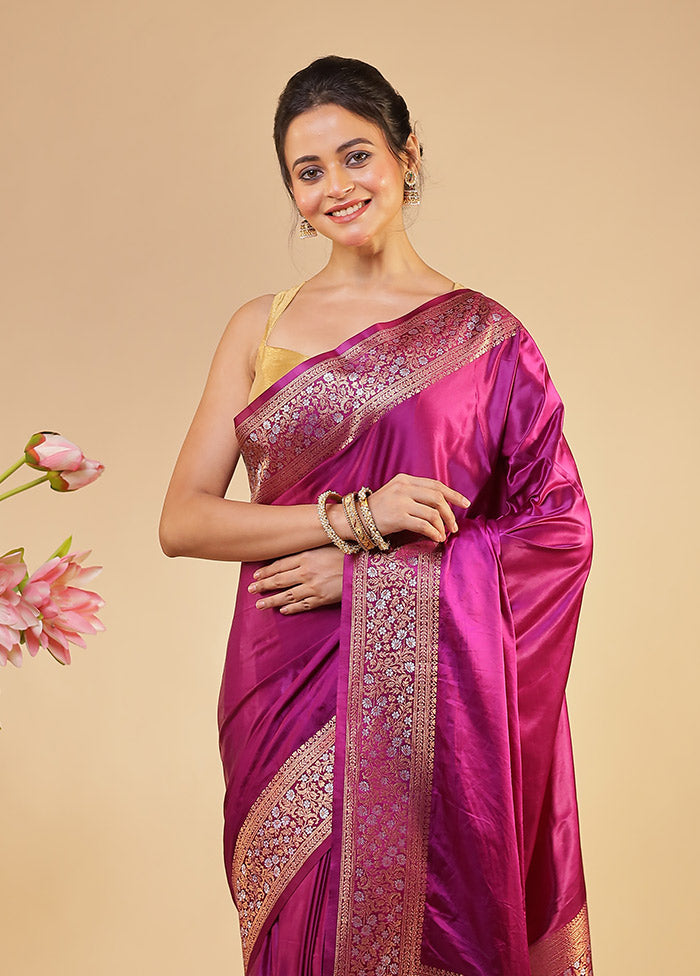 Purple Dupion Silk Saree With Blouse Piece