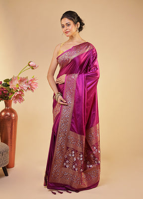 Purple Dupion Silk Saree With Blouse Piece