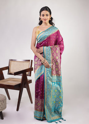 Purple Dupion Silk Saree With Blouse Piece