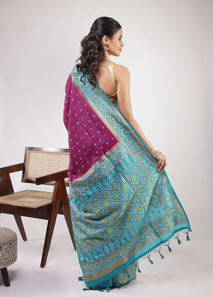 Purple Dupion Silk Saree With Blouse Piece