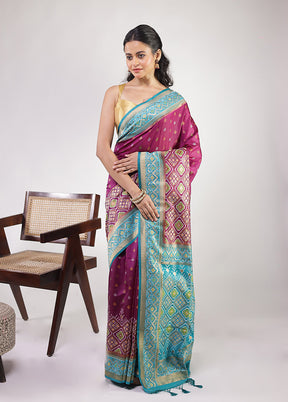 Purple Dupion Silk Saree With Blouse Piece
