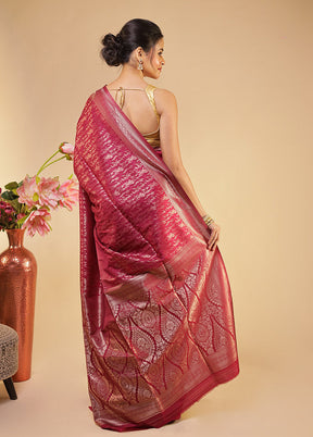 Red Dupion Silk Saree With Blouse Piece