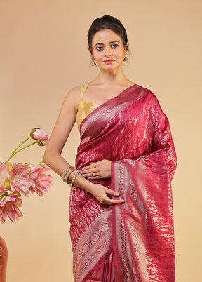 Purple Dupion Silk Saree With Blouse Piece