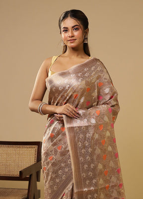 Cream Tissue Silk Saree With Blouse Piece