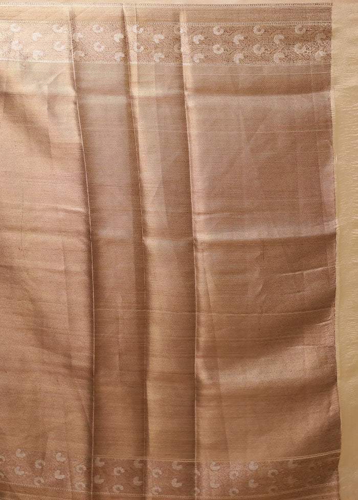 Cream Tissue Silk Saree With Blouse Piece