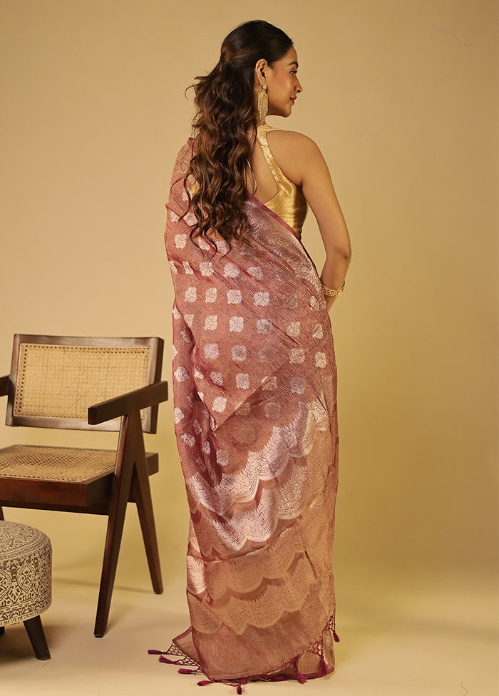 Purple Tissue Silk Saree With Blouse Piece