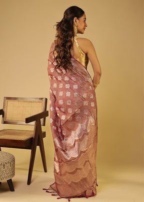 Purple Tissue Silk Saree With Blouse Piece