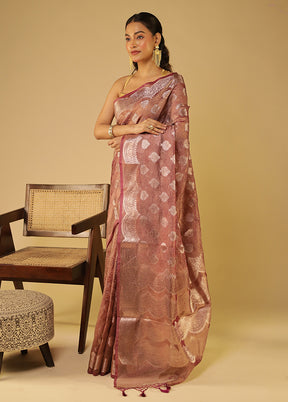 Purple Tissue Silk Saree With Blouse Piece