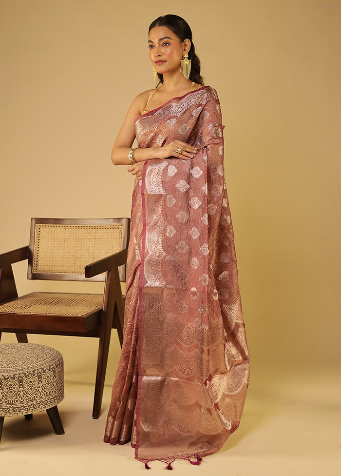 Purple Tissue Silk Saree With Blouse Piece
