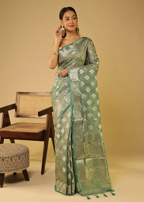 Green Tissue Silk Saree With Blouse Piece