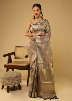 Purple Tissue Silk Saree With Blouse Piece