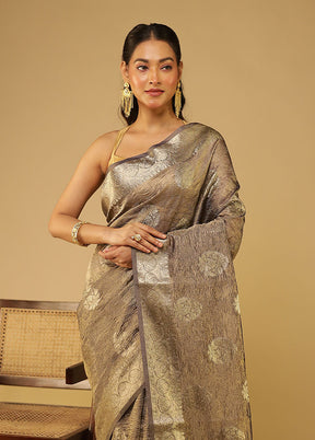 Purple Tissue Silk Saree With Blouse Piece