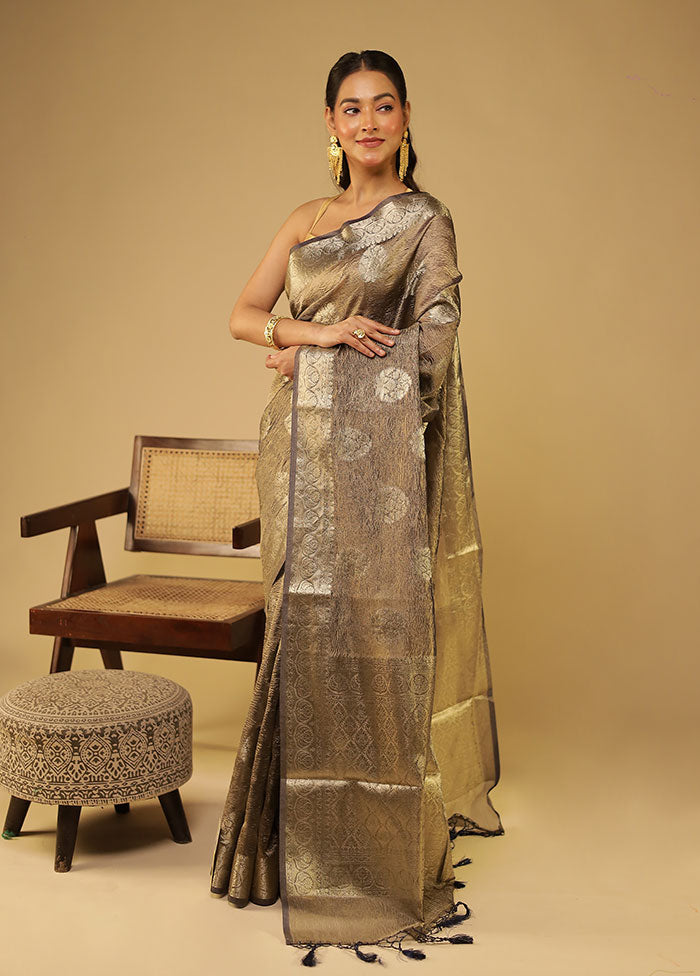 Purple Tissue Silk Saree With Blouse Piece