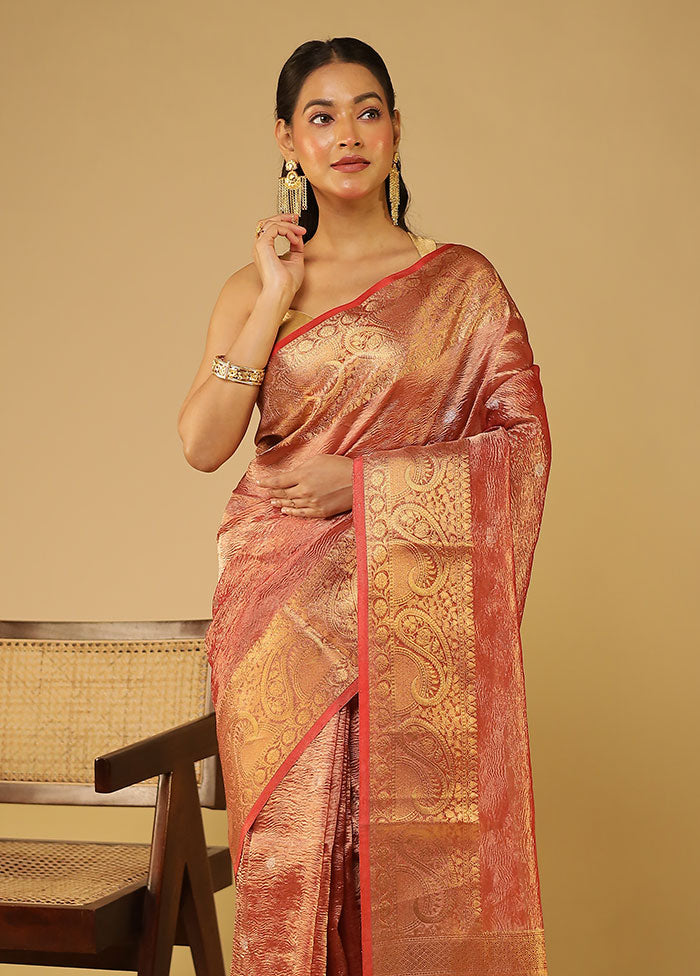 Pink Tissue Silk Saree With Blouse Piece