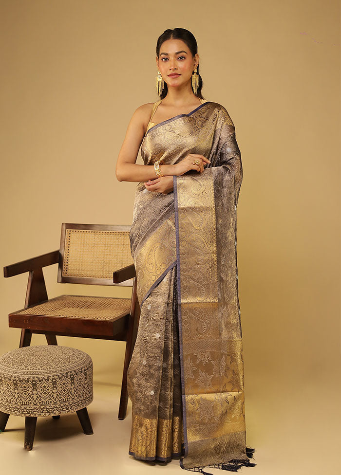 Purple Tissue Silk Saree With Blouse Piece