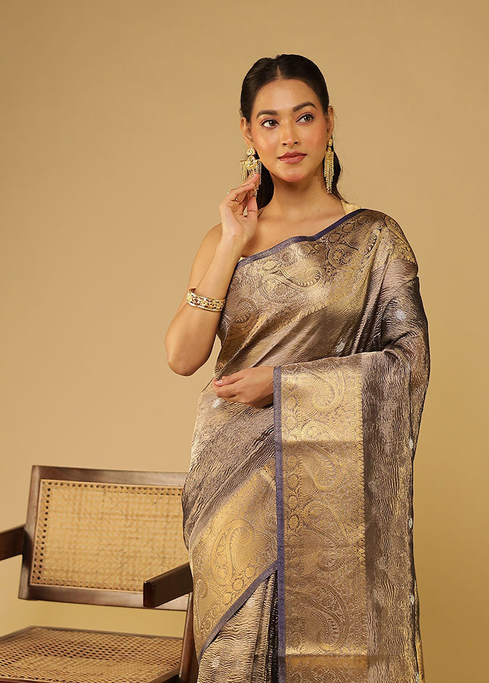 Purple Tissue Silk Saree With Blouse Piece