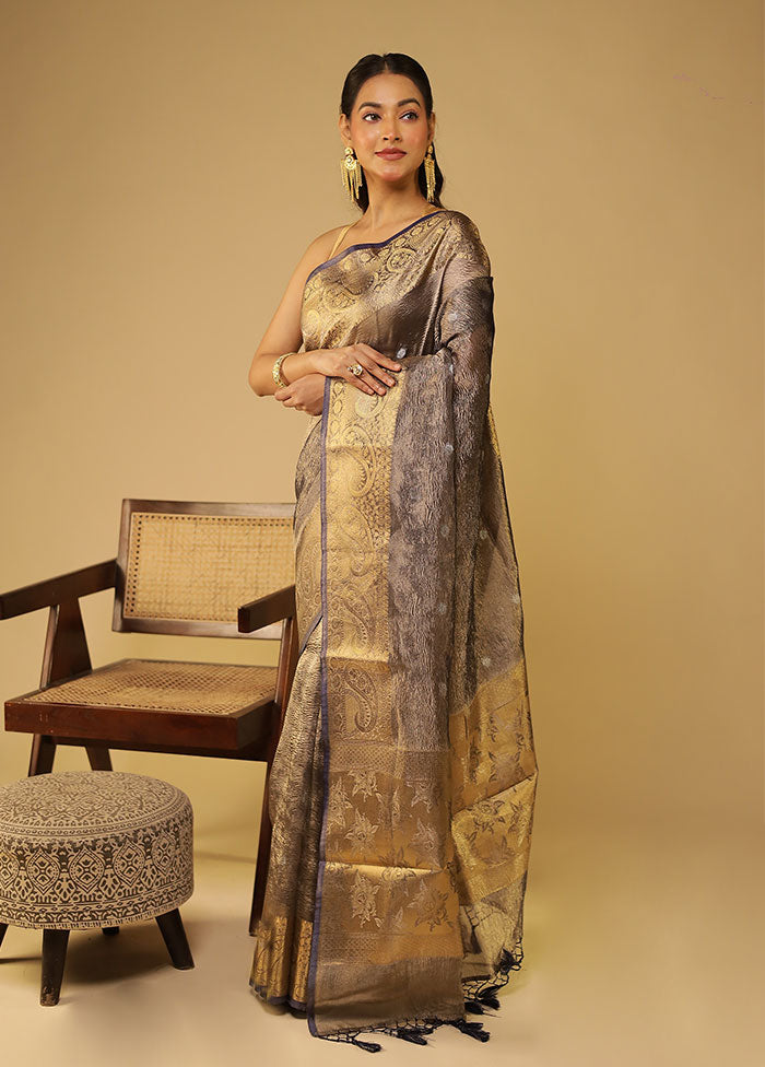Purple Tissue Silk Saree With Blouse Piece