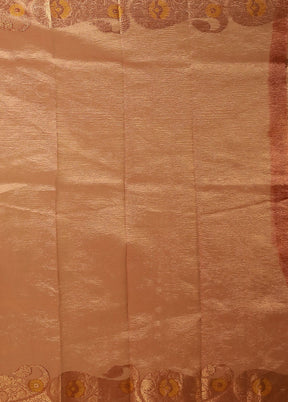 Peach Tissue Silk Saree With Blouse Piece