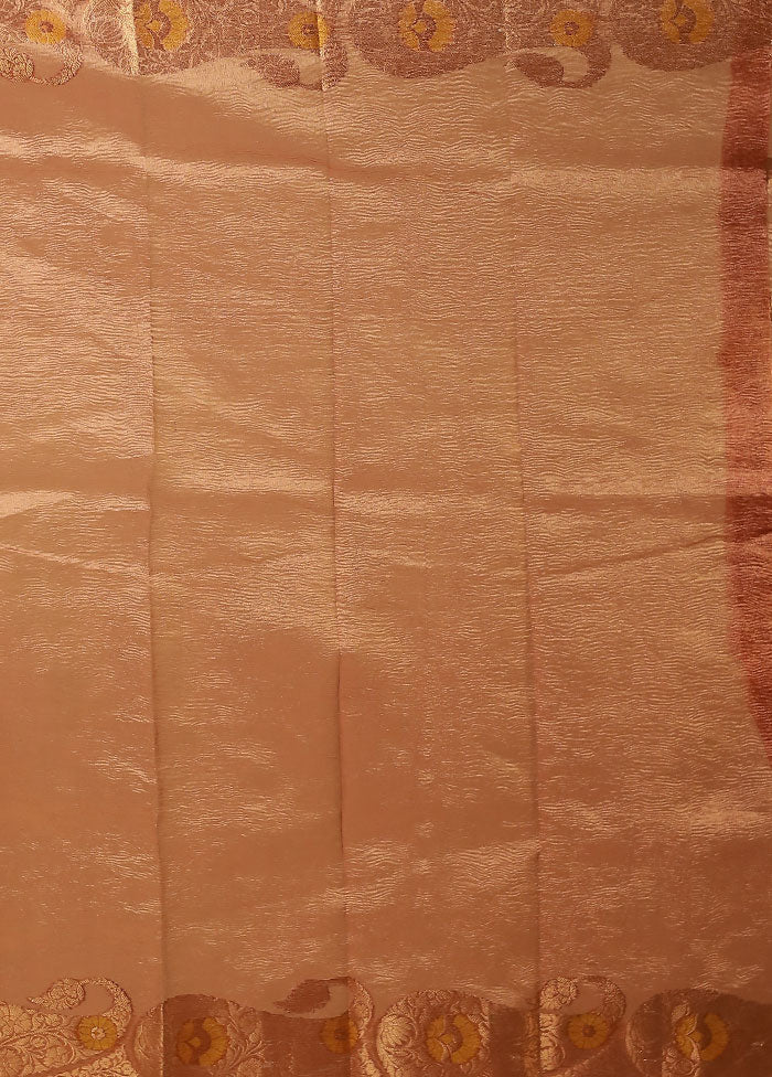 Peach Tissue Silk Saree With Blouse Piece