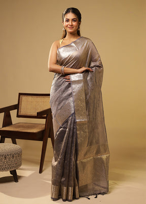 Purple Tissue Silk Saree With Blouse Piece