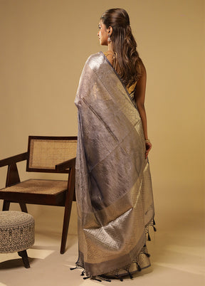 Purple Tissue Silk Saree With Blouse Piece
