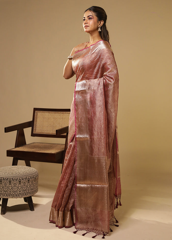 Purple Tissue Silk Saree With Blouse Piece