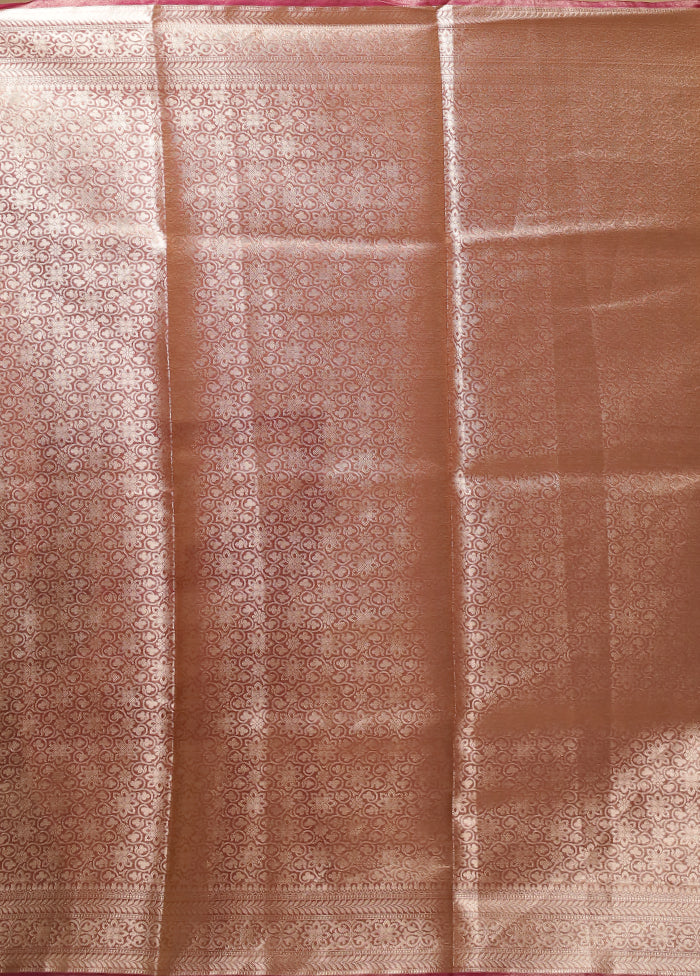 Peach Tissue Silk Saree With Blouse Piece