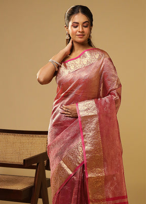 Purple Tissue Silk Saree With Blouse Piece