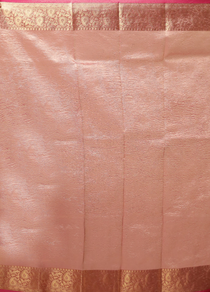Pink Tissue Silk Saree With Blouse Piece