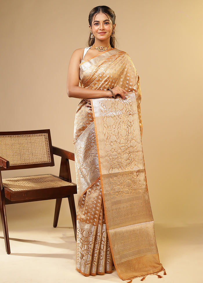 Yellow Tissue Silk Saree With Blouse Piece