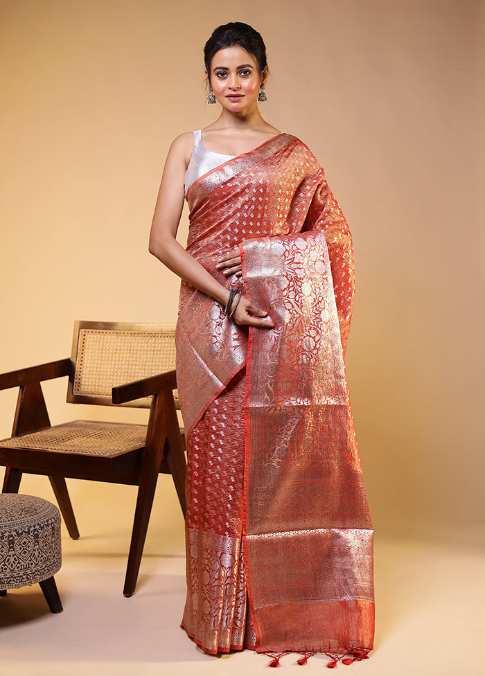 Pink Tissue Silk Saree With Blouse Piece