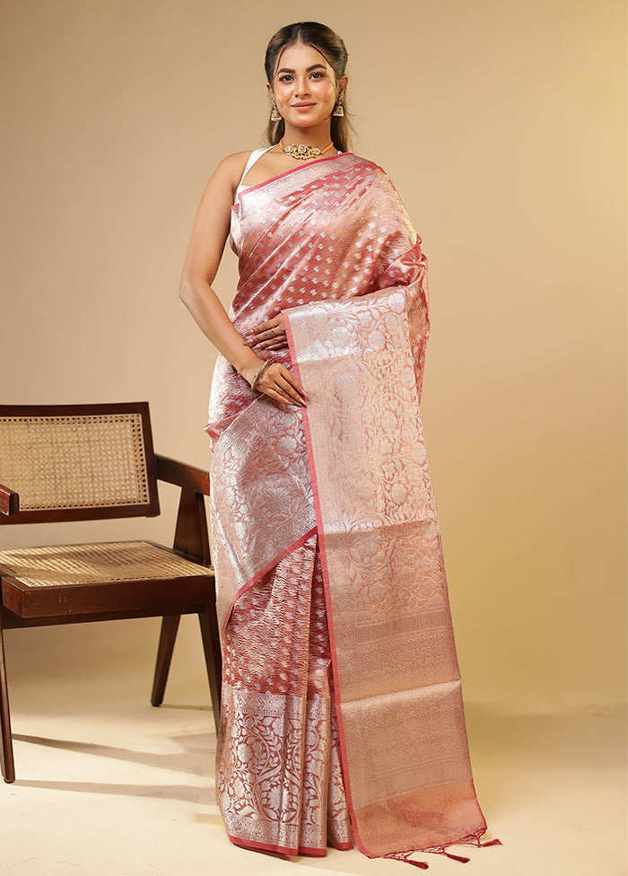 Pink Tissue Silk Saree With Blouse Piece