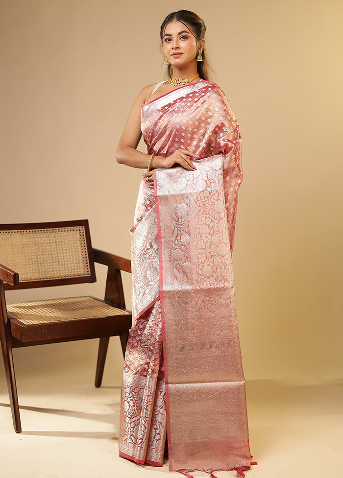 Pink Tissue Silk Saree With Blouse Piece