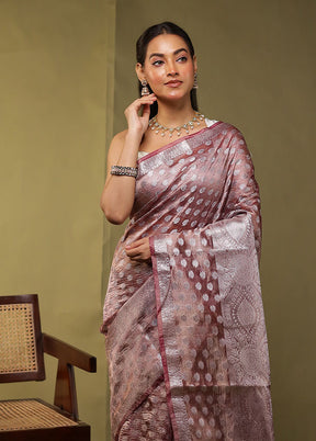 Purple Tissue Silk Saree With Blouse Piece