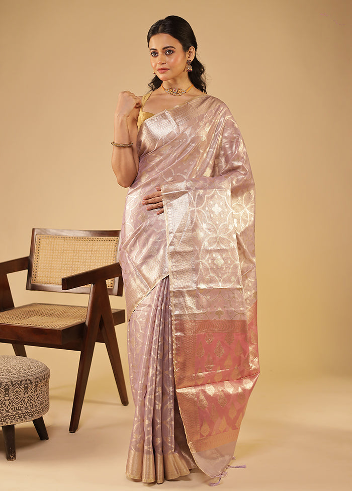 Cream Tissue Silk Saree With Blouse Piece