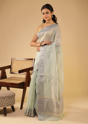 Green Tissue Silk Saree With Blouse Piece