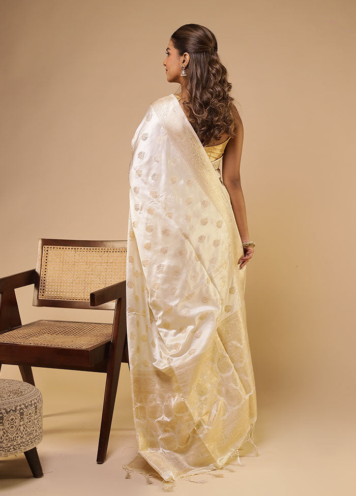 White Dupion Silk Saree With Blouse Piece