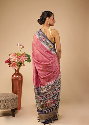 Pink Dupion Silk Saree With Blouse Piece