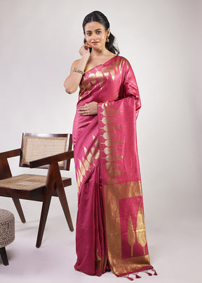 Pink Dupion Silk Saree With Blouse Piece
