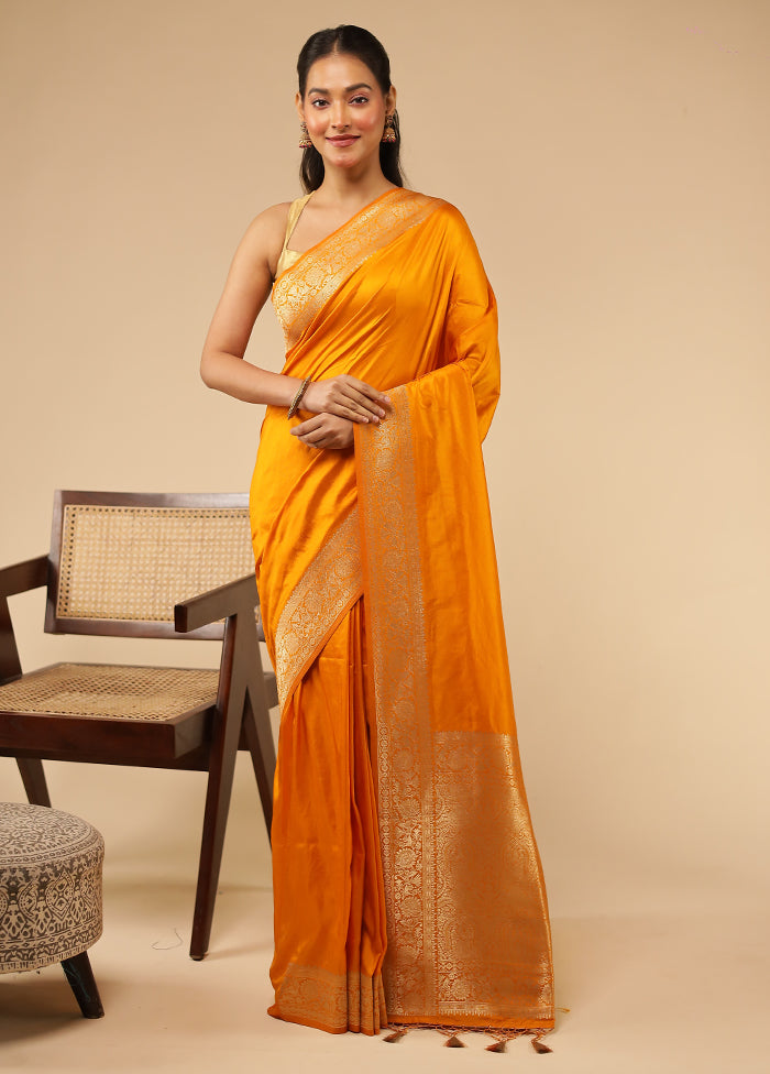 Orange Dupion Silk Saree With Blouse Piece