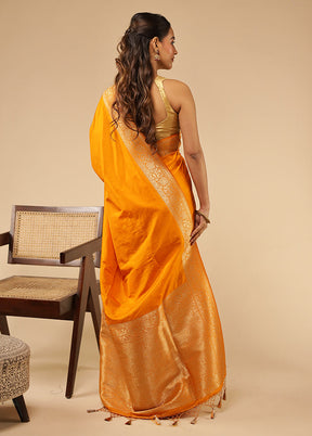 Orange Dupion Silk Saree With Blouse Piece