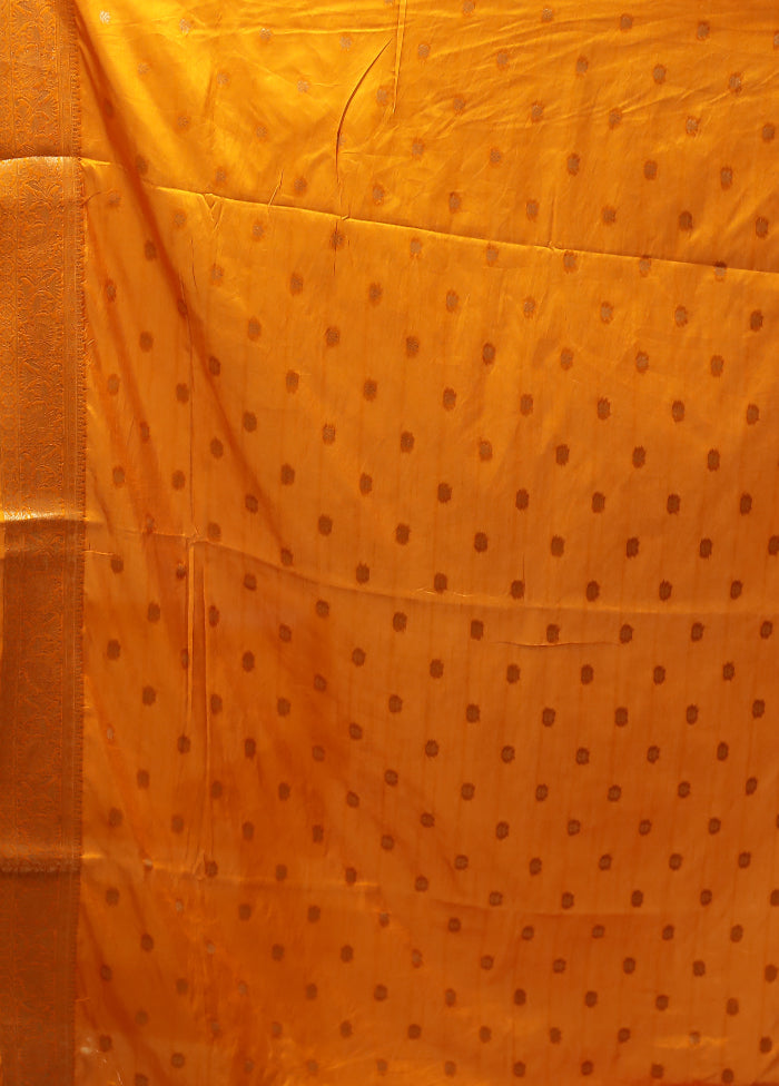 Orange Dupion Silk Saree With Blouse Piece