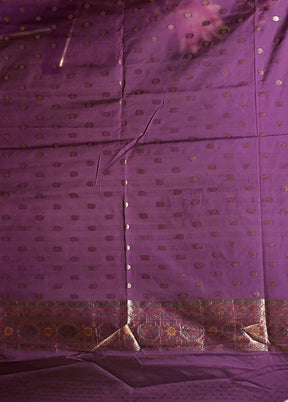 Purple Dupion Silk Saree With Blouse Piece