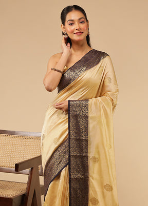 Cream Dupion Silk Saree With Blouse Piece