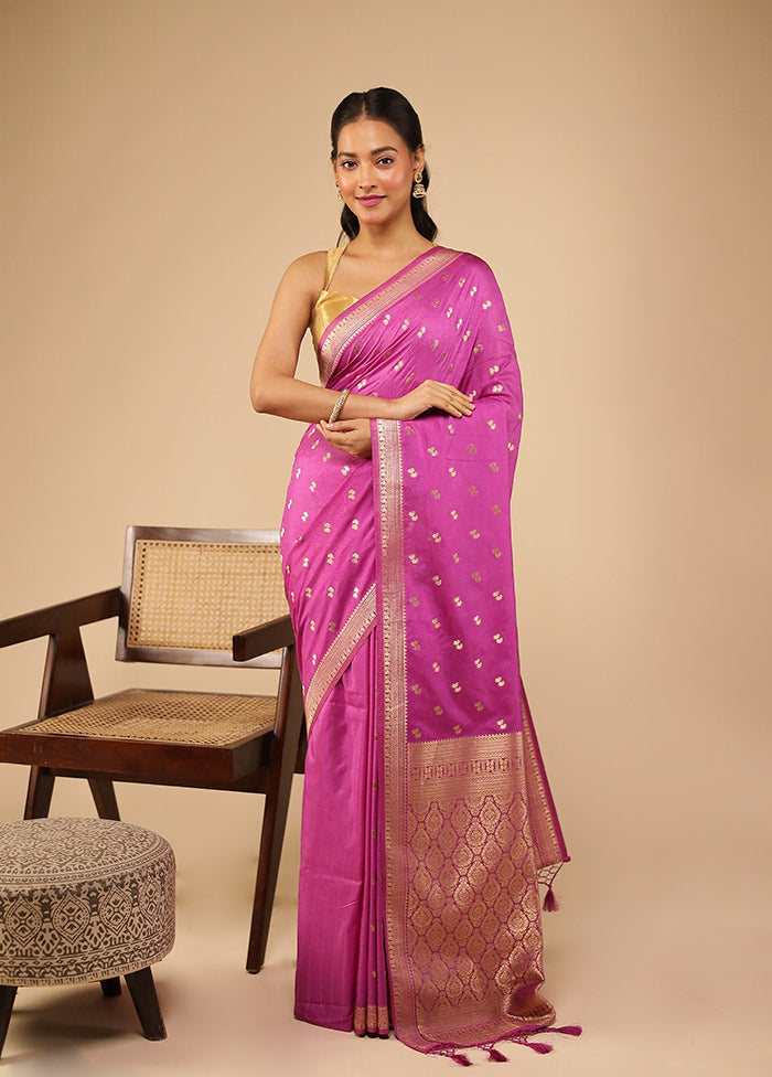 Purple Dupion Silk Saree With Blouse Piece