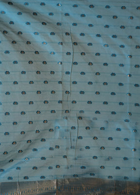 Blue Dupion Silk Saree With Blouse Piece
