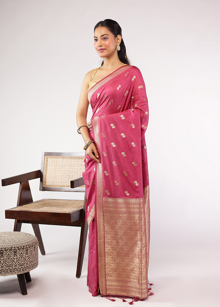 Pink Dupion Silk Saree With Blouse Piece